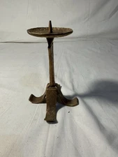 Vintage Brutalist Brass Pedestal Candle Holder