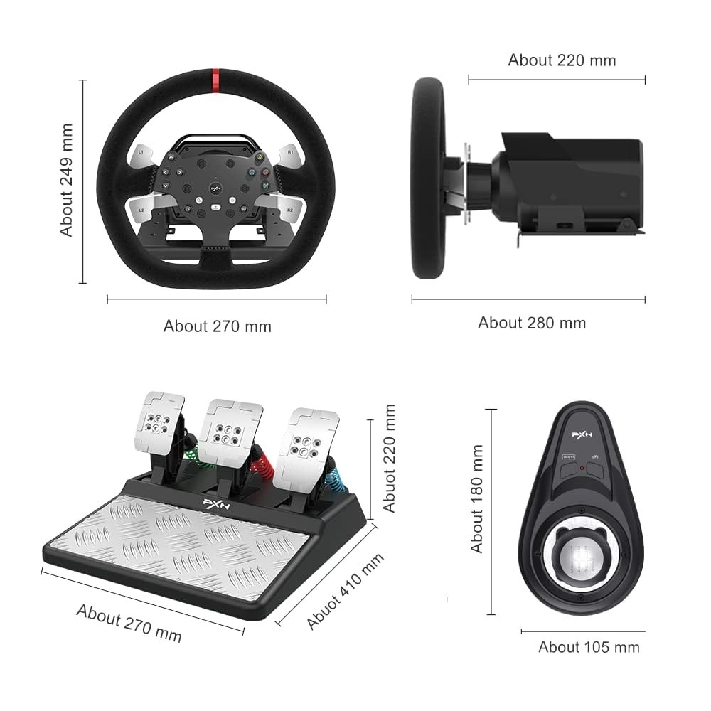 PXN V10 Force Feedback Racing Wheel 900&deg; Pedals & 6+1 Shifter PC PS4 Xbox