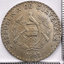 1965 Guatemala 25 Centavos - Extra Fine Details Free Shipping