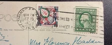1921 Christmas Seal Scotts Tied To Cancellation Christmas Postcard