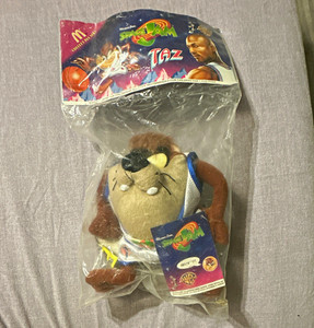McDonald's Space Jam Taz Plush Toy w/ Original Bag 1996 Vintage Ages 1+