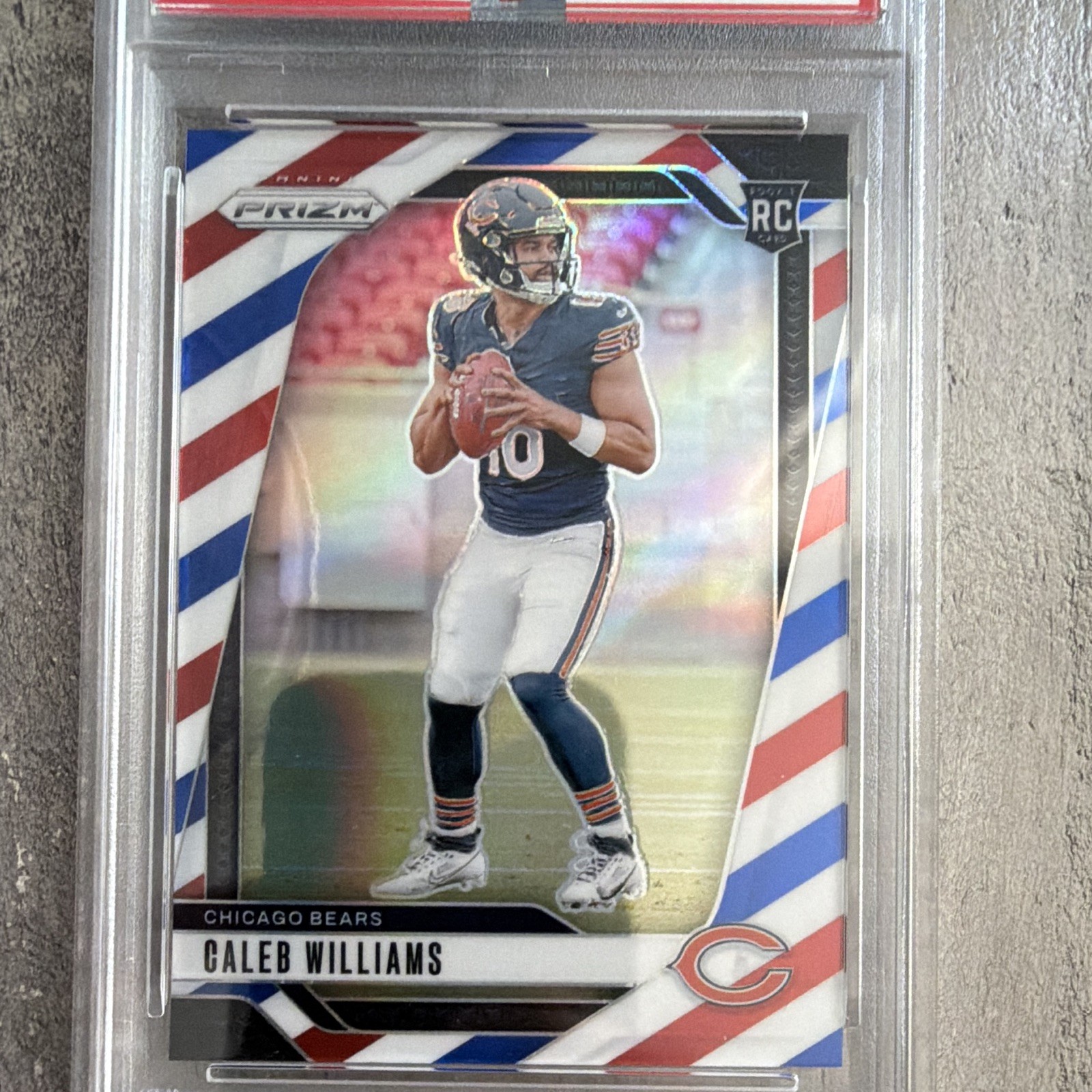 Panini 2024 Prizm Rookies Caleb Williams #301 Red White & Blue Prizm RC PSA 8 view 3