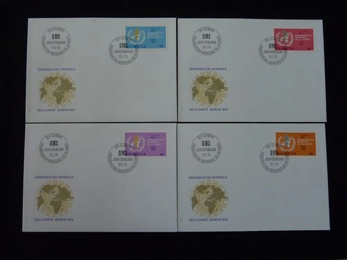 world health organization WHO set of 4 FDC Switzerland 1975
