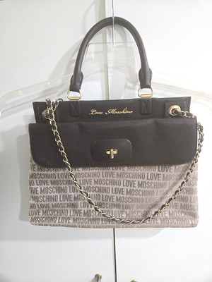 Love Moschino   Monogram Canvas  Shoulder Bag Chain Strap