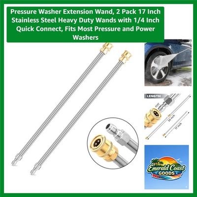 #ad 17 Inch Stainless Steel Pressure Washer Extension Wand 2 Pack for Pro Cleaning $17.99