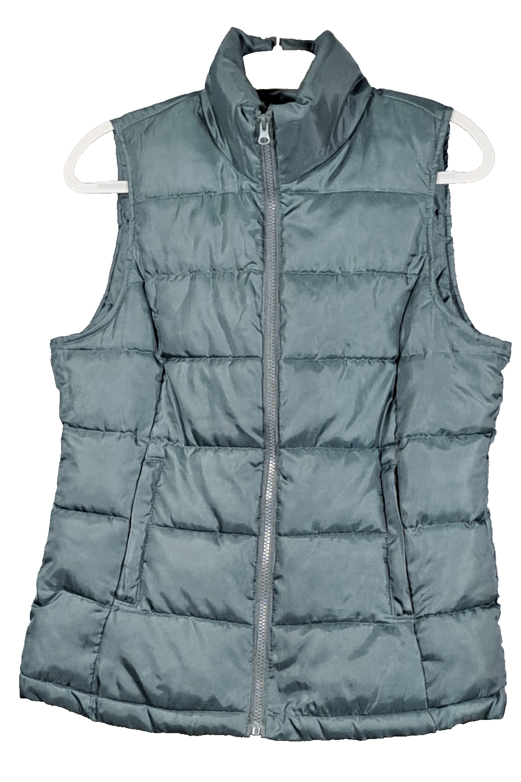 Indigo Saints Zip Up Dark Green Puffer Vest Size Medium EUC