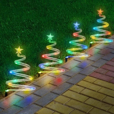 Christmas Spiral Stake Outdoor Decorations Tree Patio Garden Festive