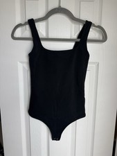 ABERCROMBIE  FITCH Square Neck Bodysuit Black Casual Soft A F Seamless Sz XS
