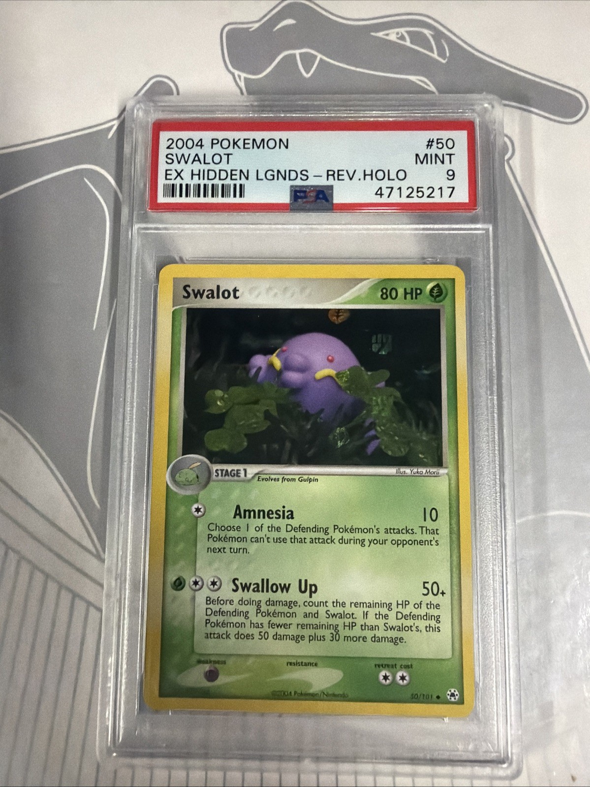PSA 9 Swalot 50/101 Reverse Foil Hidden Legends EX Pokemon Card MINT