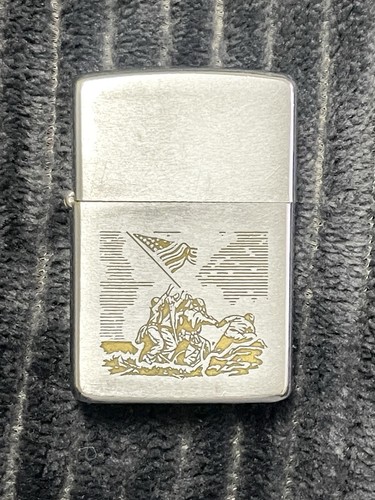 Rare 1966 Zippo Lighter Iwo Jima Engraving Flag Raising Good Condition