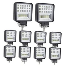 4 Inch LED Fog Lights, 10Pcs 12V 24V Square LED Work Light, 126W 4 Inch 10 Pack
