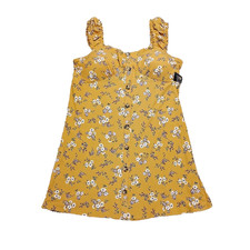 Sundress Padded Yellow Flower Pattern New Size XXXL Pull On Mini Stretch Plus Sz