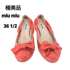Rare Miu Miu Ballet Flats Women's Shoes Size 36.5 US 6.5 Embellished Bow Red