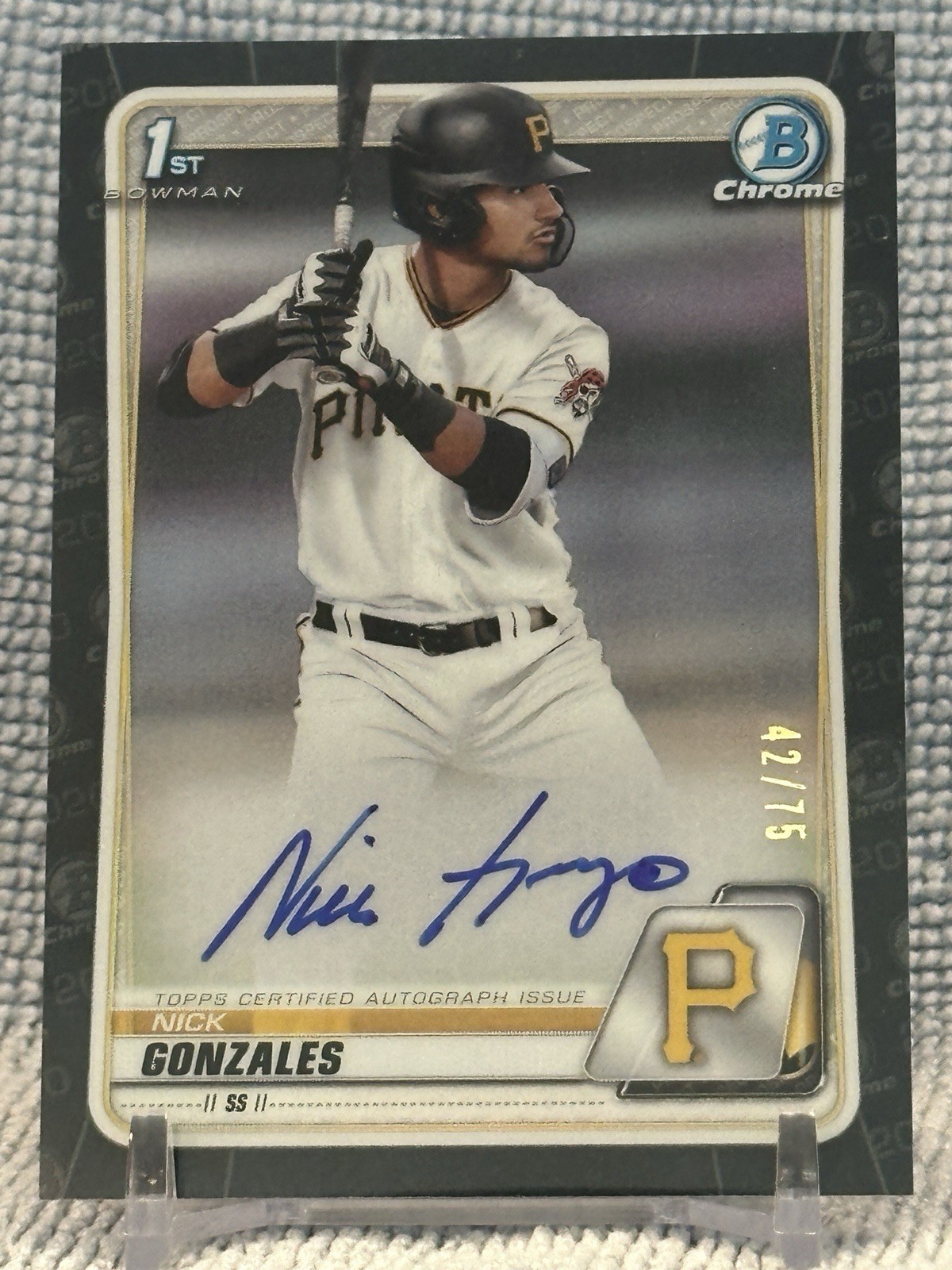 2020 Bowman Draft Nick Gonzales 1st Bowman Black Refractor Auto "#'d 42/75"