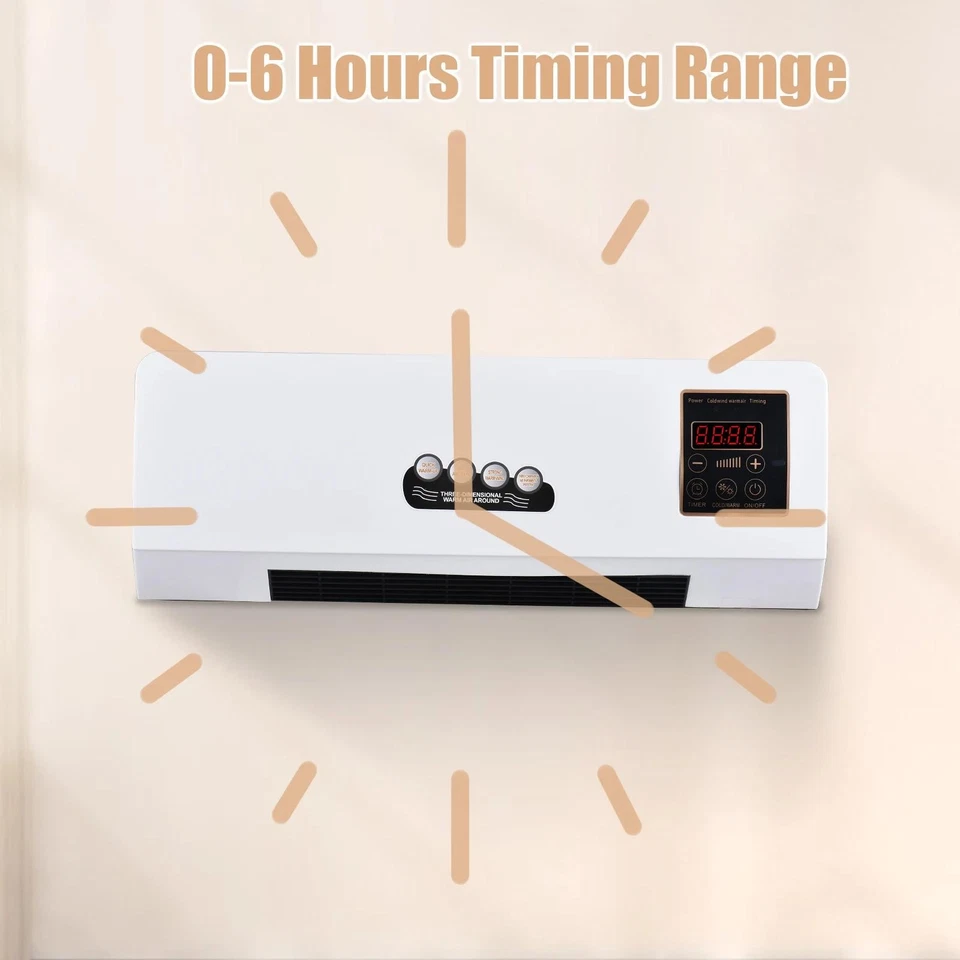 2 in 1 1800W Wall Mounted Heater & Air Cooling Fan Combo with Remote Control - Image 4 of 4