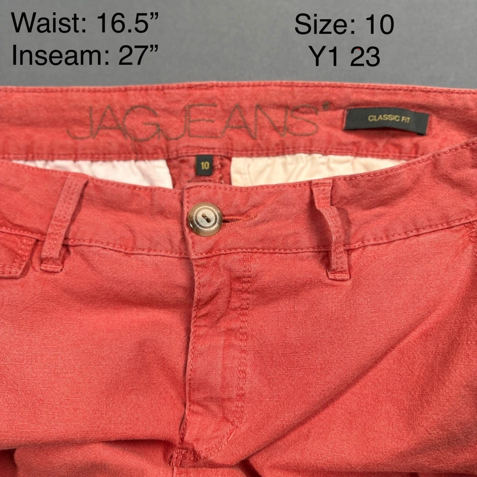 Pantalones informales JAG Jeans calce clásico para mujer talla 10 rojo coral Foto 2 de 3