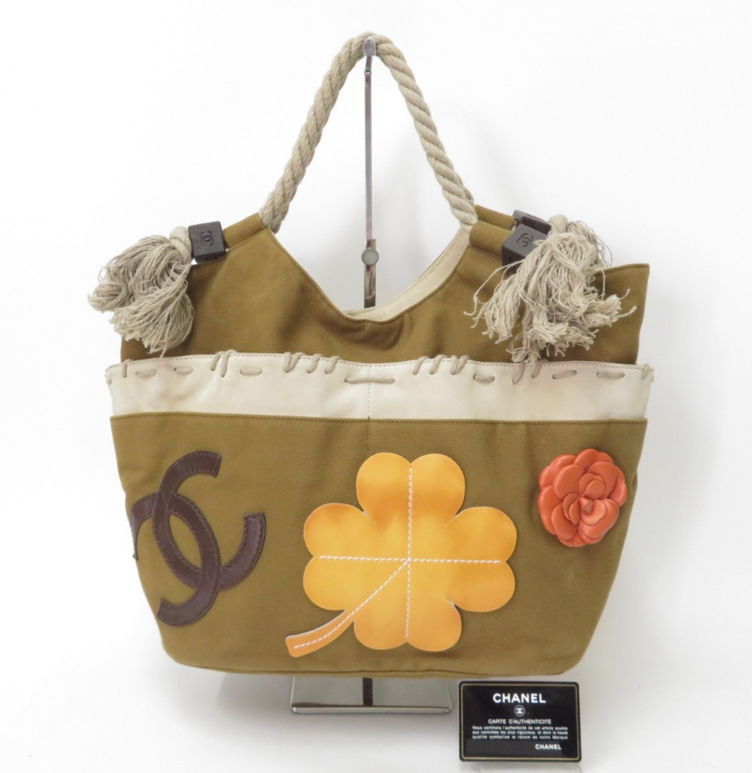 Bolso de mano de lona de red Chanel CC No.5 I # 48305