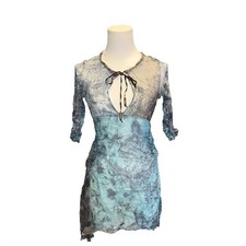 Vintage Burch Italy Silk Dress Mini Top Keyhole Whimsigoth Y2K Fairycore Sz S 6