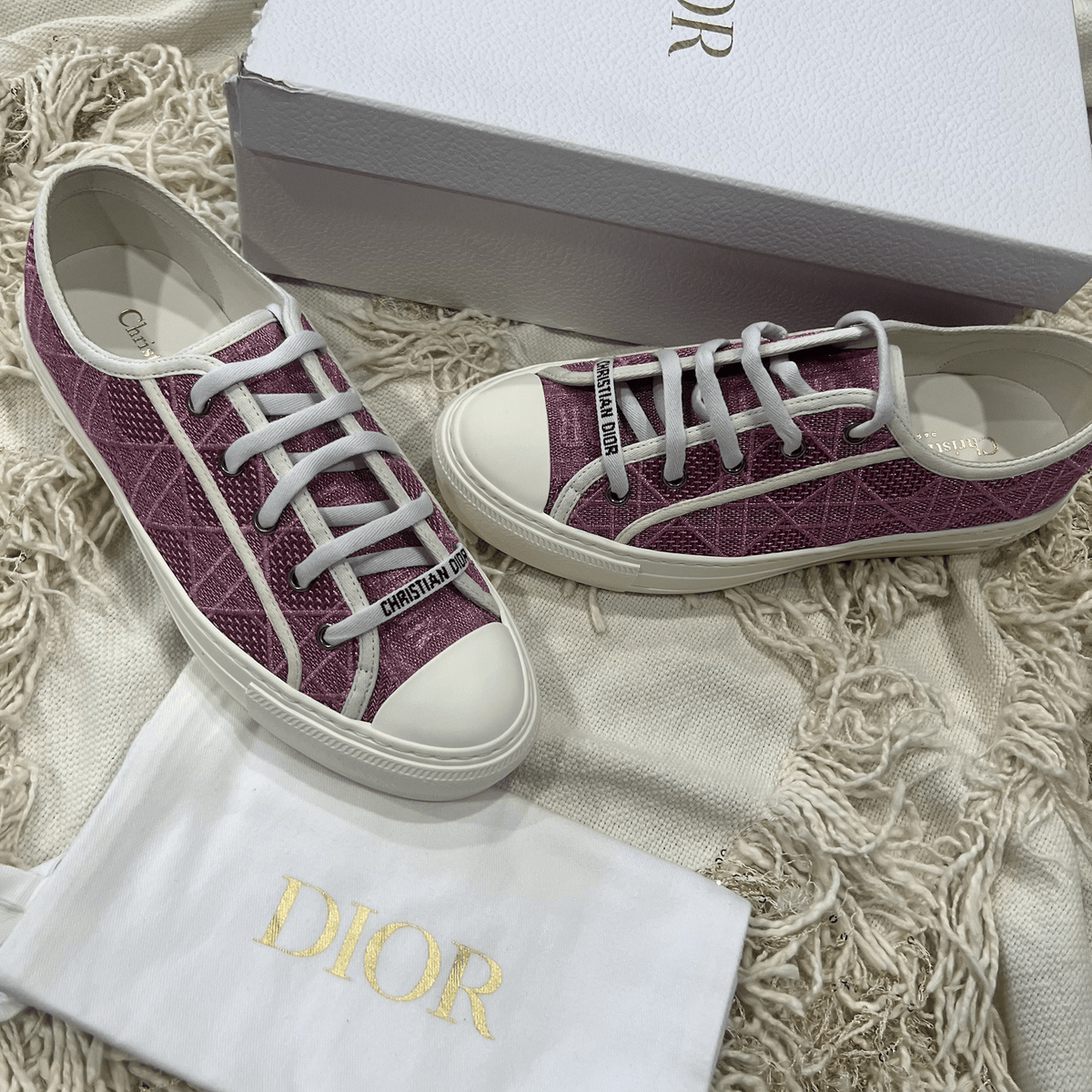 Christian Dior Walk'N'Dior Sneakers Cannage Embroidered Canvas in