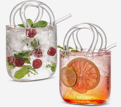 A set of two 24 oz glass drinking glasses with a unique, sturdy design |  eBay