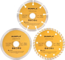 3 Pieces 4-1/2 inch Diamond Cutting Blade Continuous 4-1/2", Gold, Silver 