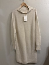 QUINCE Size Large Beige Australian Merino Wool Relaxed Turtleneck Sweater Dress