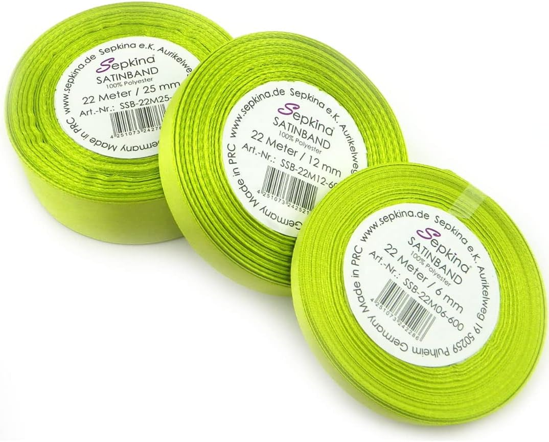 Set 6 12 Und 25 Mm 3 Rollen Satinband Schleifenband Dekoband Band Bastelband Ges-image