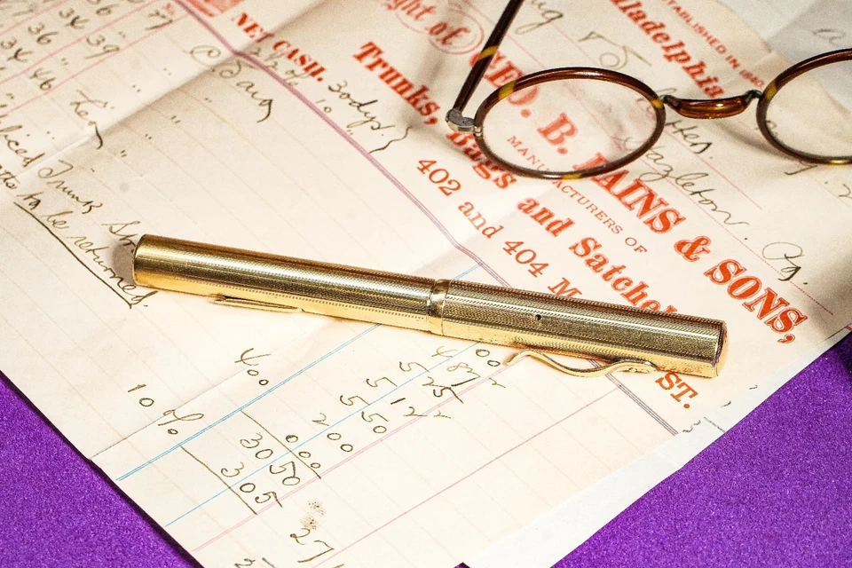 Elegante Art Deco Antiguo 14k Plumín Lleno de Oro Pluma Estilográfica Escritorio Accesorio de Escritura Foto 2 de 4