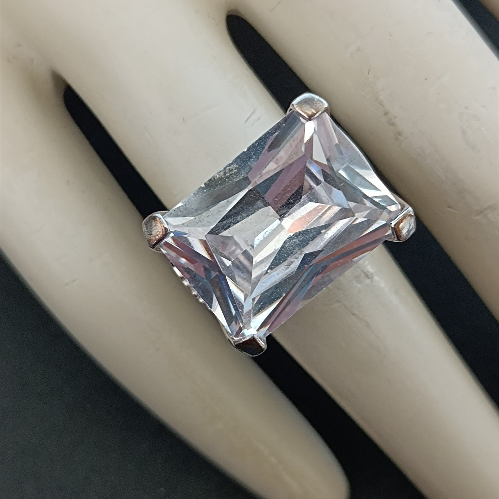 Clear Quartz Silver Ring Statement Cocktail Moder… - image 20