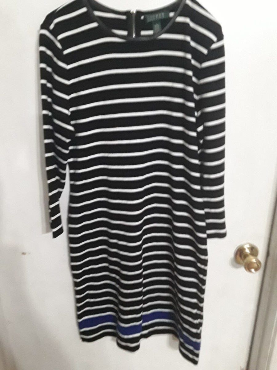 ralph lauren black and white striped dress Eldred Striped Cotton Day Dress