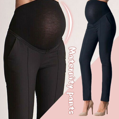 Umstands-Schwangere Frauen Capris Freizeithose Arbeit Büro über Beule Hose Kleidung - Bild 2 von 15