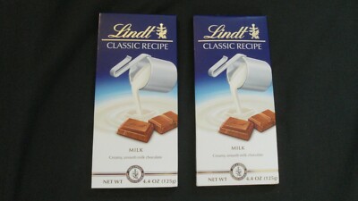 (2) Lindt Classic Recipe Creamy Smooth Milk Chocolate Bars 4.4 Oz Each Yummy!