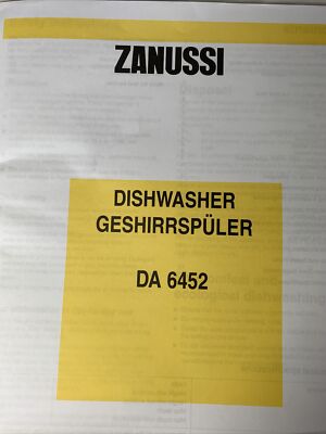 Zanussi Dishwasher Guide ~ DA6452