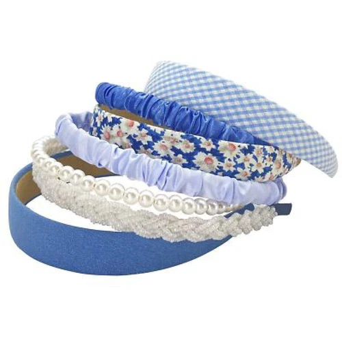Retro Pearl Hoop Headbands - Korean Style Hair Accessories for Women, Blue