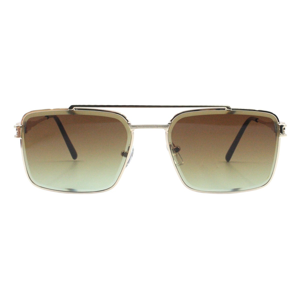 Metal Frame Square Sunglasses with UV400 Protection Men Sunglasses Square Gold Metal Frame Gradient Black Lens  main image 2