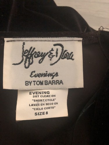 Jeffrey & Dara Evenings By Tom Barra Long Brown Velvet Faux Wrap Dress Size 8 - Picture 6 of 7