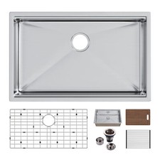30'' Undermount Workstation 16 Gauge Single Bowl Stainless Steel Kitchen Sink