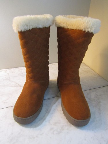 Neu im Karton Style & Co Nickyy Damenstiefel halbschaftfarben Leder kastaniefarben pelzig gefüttert 6 M