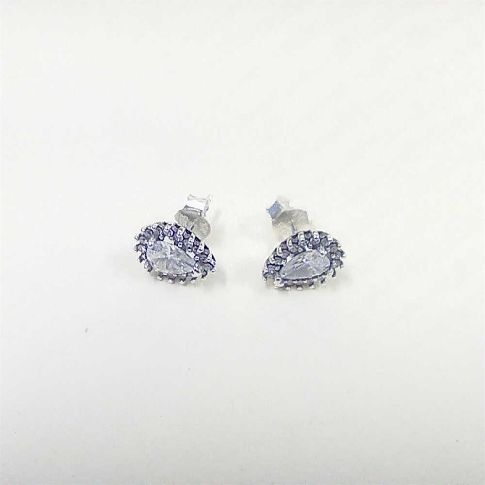 Pandora Sparkling Pear Halo Stud Earrings in Sterling Silver S925