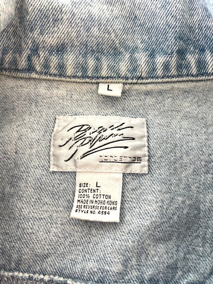 Nordstrom Jean Jacket Womens Vintage Size Large Blue Acid Wash Denim Button - Image 4 of 4