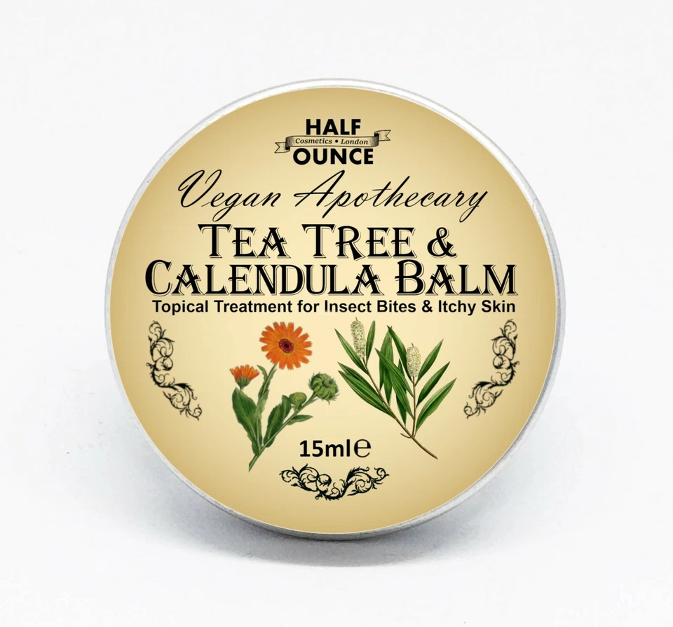 HALF OUNCE COSMETICS Insect Bite & Itchy Skin Relief, Vegan and Natural Balm, Calendula & Tea Tree