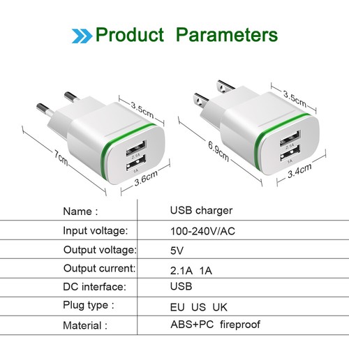 Cargador de red para móvil Carga Rapida 5v 2.1a 10w cable micro usb, cable usb-c - Imagen 2 de 7