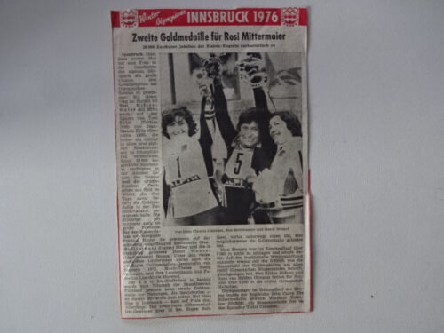 Zeitungsausschnitt 1976 Innsbruck / Zweite Goldmedaille für Rosi Mittermaier - Bild 1 von 1