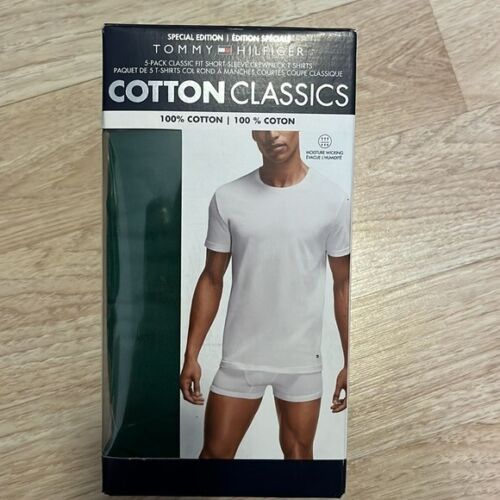 NUEVAS Camisetas Tommy Hilfiger Hombre 5 Clásicas Mangas Cortas Cuello Redondo Algodón MEDIANAS - Imagen 4 de 4