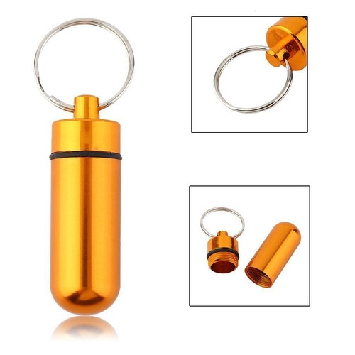 Pill Box Bottle Holder Water Proof Aluminum Container Key chain Medicine Case - Picture 8 of 11