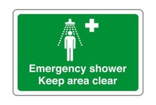 Emergency shower keep area clear - safety sign - for indoor/outdoor usage PVC, 