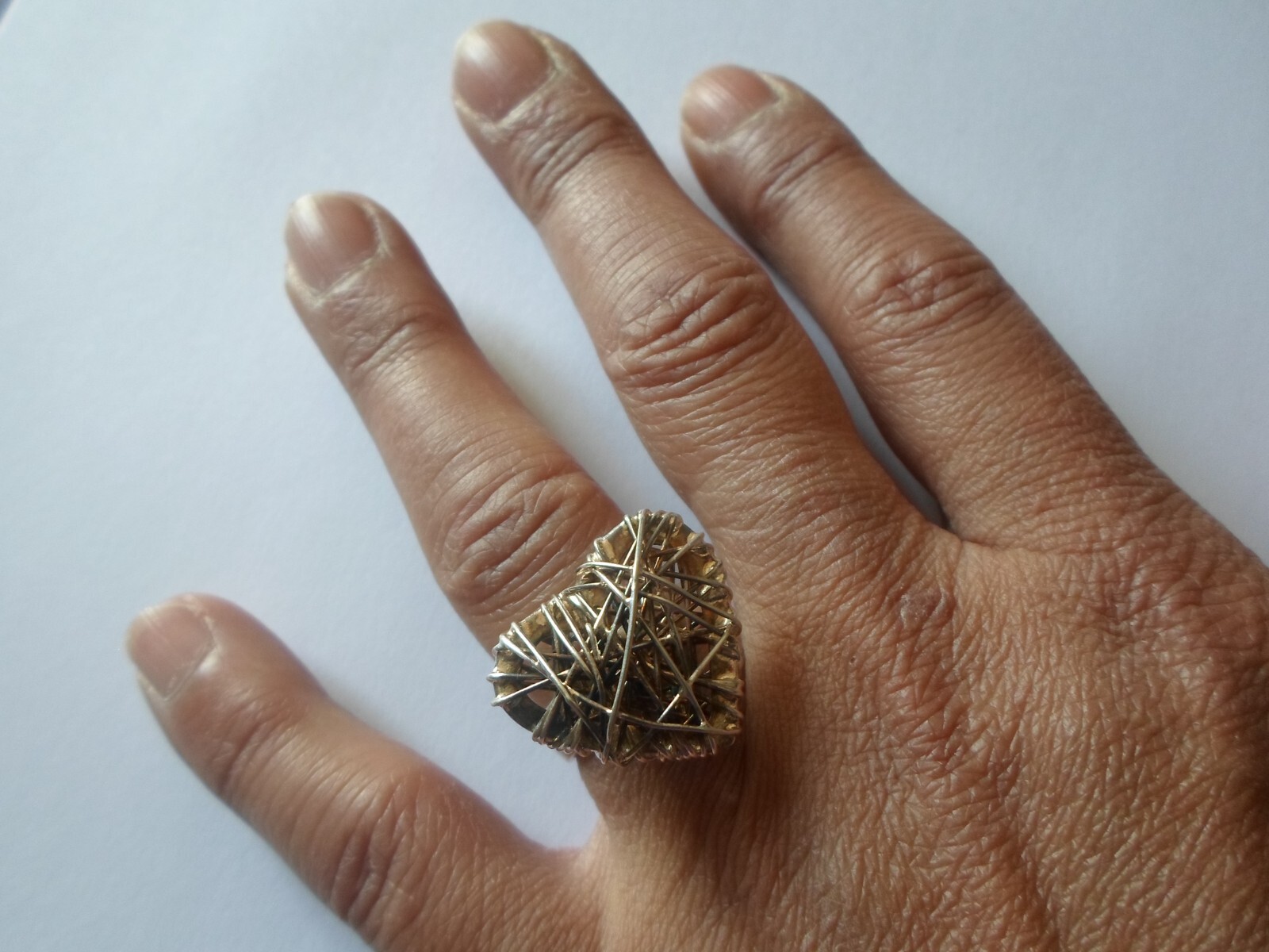 solid silver ring, openwork design heart, size 56 - image 2