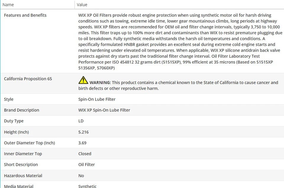 Filtro de aceite tipo OEM WIX para GMC SIERRA 3500 2001-2006 V8-6,6 L Foto 3 de 4