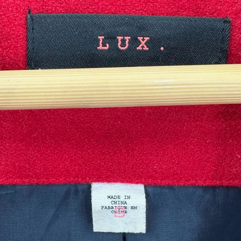 Abrigo Lux Anthropologie Rojo Manga Larga Mezcla Lana Abotonada Guisante Talla S Foto 4 de 4