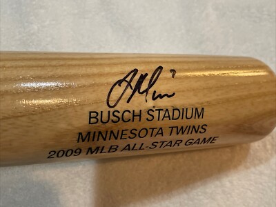 RARE Joe Mauer AUTO'D 2009 AS Game 5th Inn RBI Double Bat